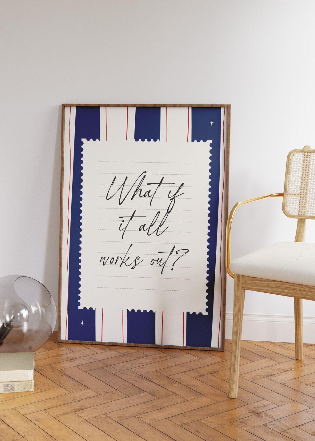 What ıf it all works out positive striped wall art Pink Vintage Art Print