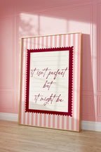 It's not perfect pink striped wall art Pink Vintage Art Print