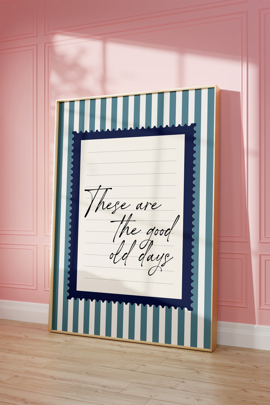 These are the good old days wall art Blue Vintage Art Print