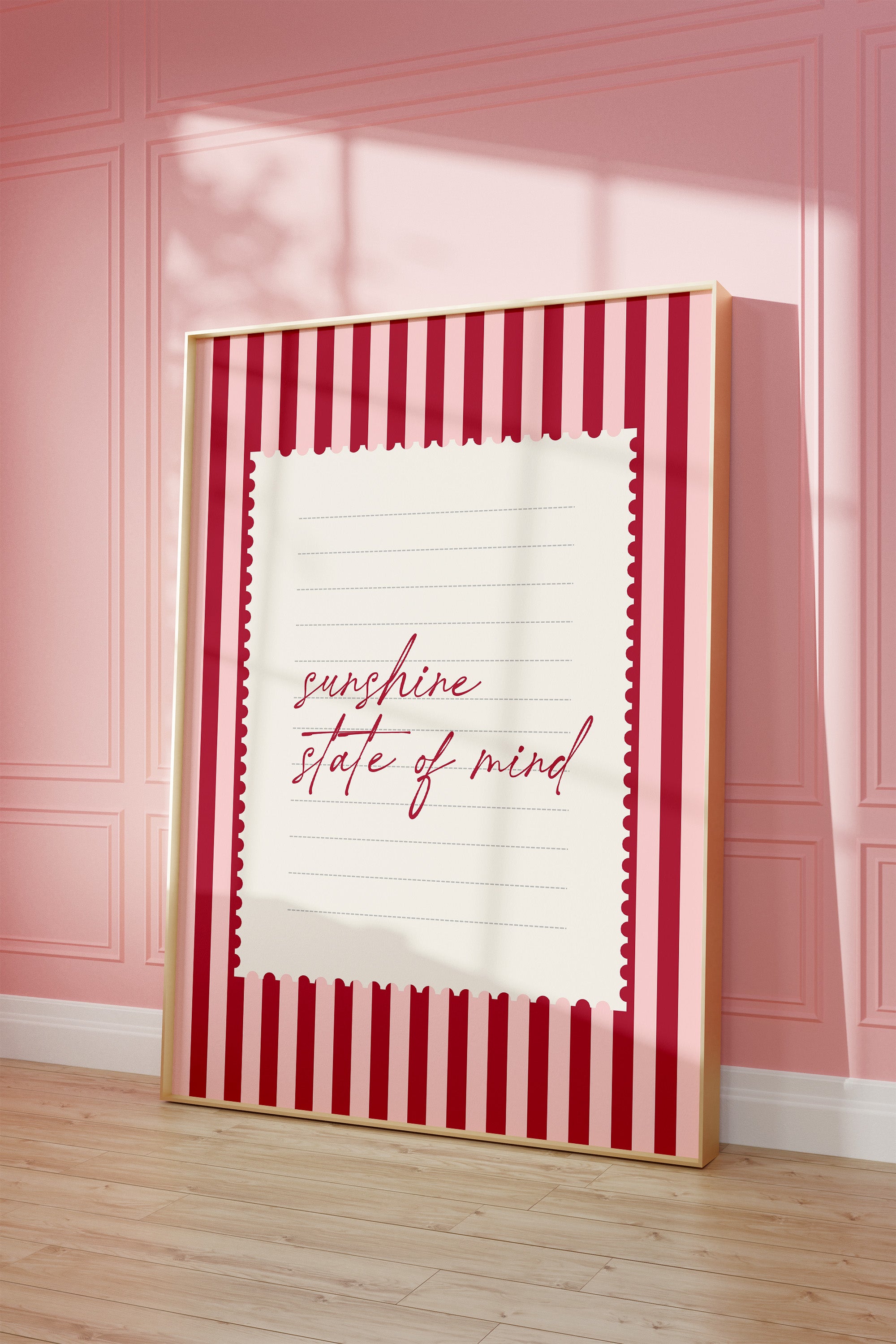 Sunshine state of mind striped wall art Pink Vintage Art Print