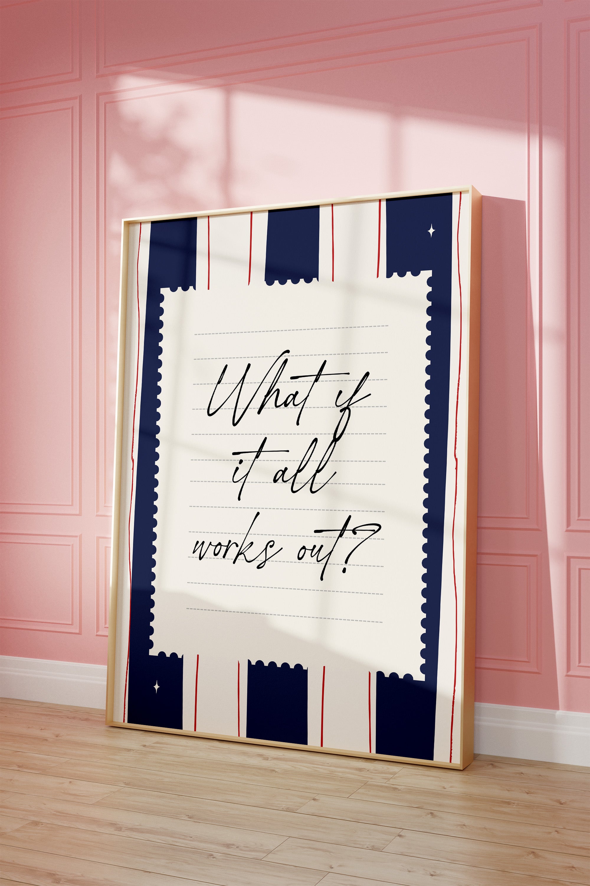 What ıf it all works out positive striped wall art Pink Vintage Art Print