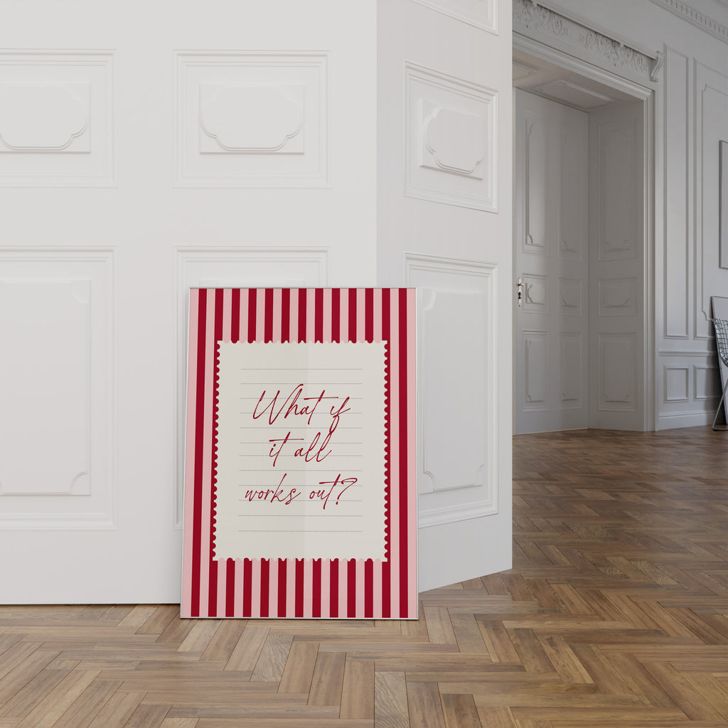 What ıf it all works out positive striped wall art Pink Vintage Art Print