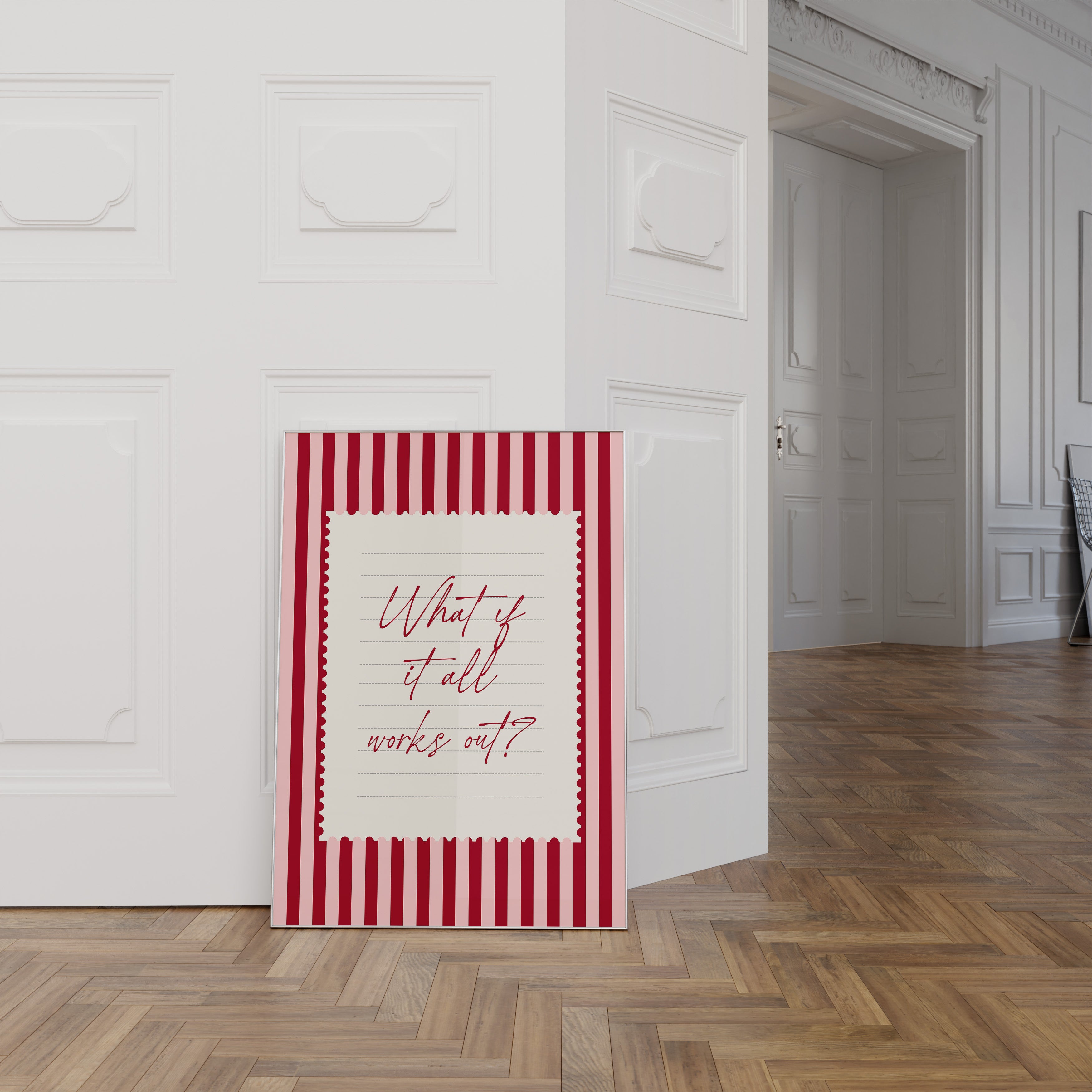 What ıf it all works out positive striped wall art Pink Vintage Art Print