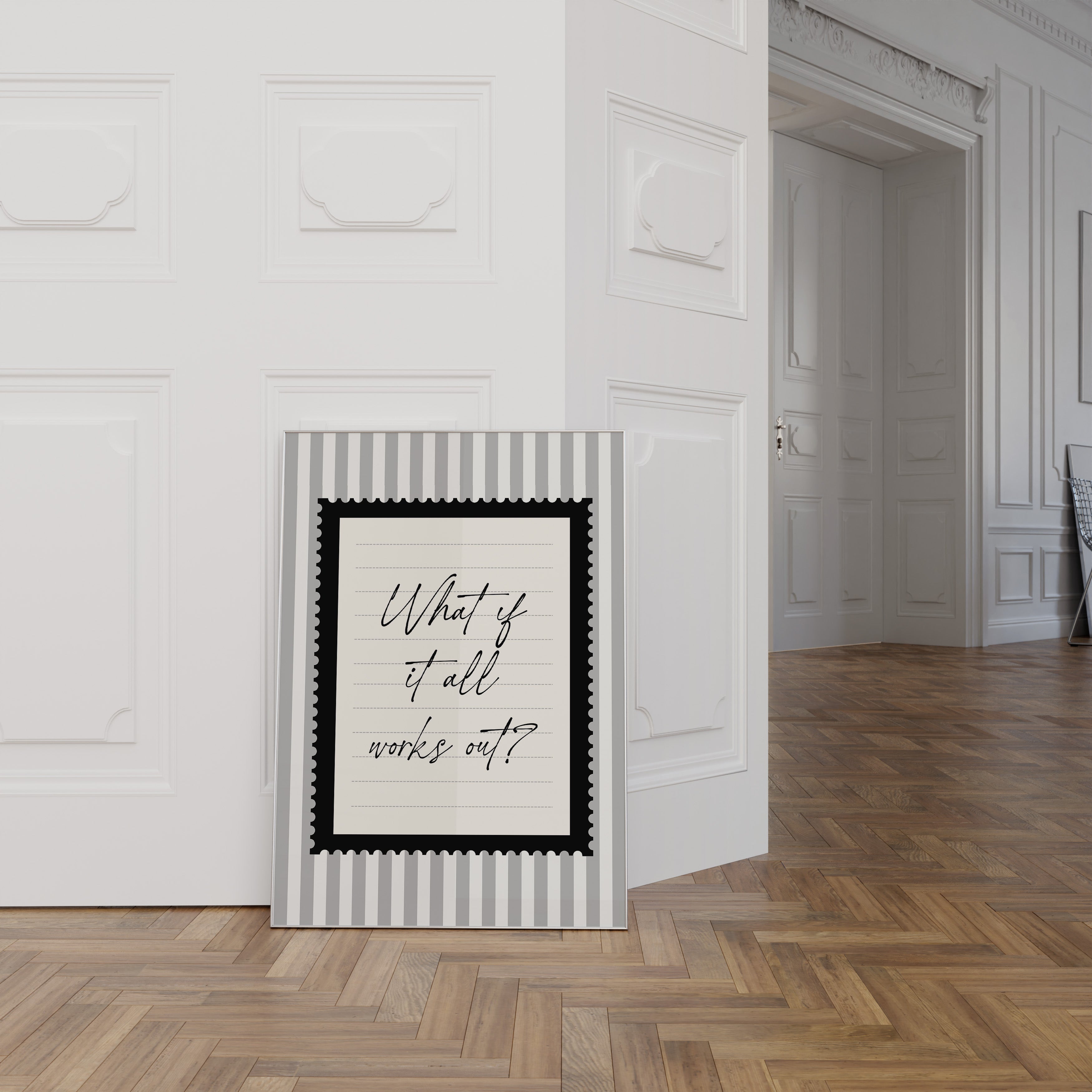 What ıf it all works out positive striped wall art Black and White Vintage Art Print