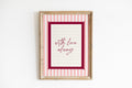 With love always pink striped wall art Pink Vintage Art Print
