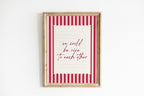 We could be nice to each other striped wall art Pink Vintage Art Print