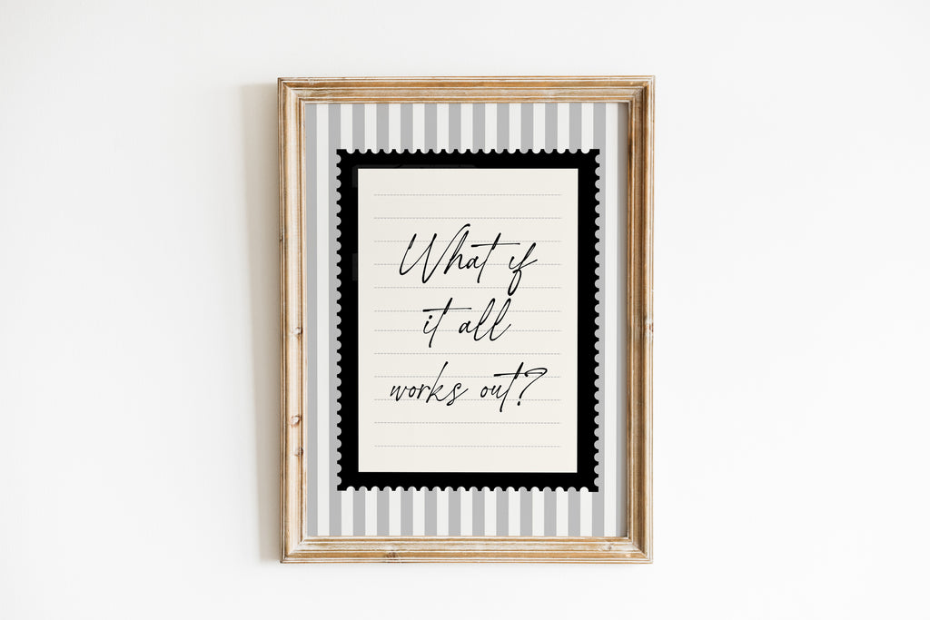 What ıf it all works out positive striped wall art Black and White Vintage Art Print