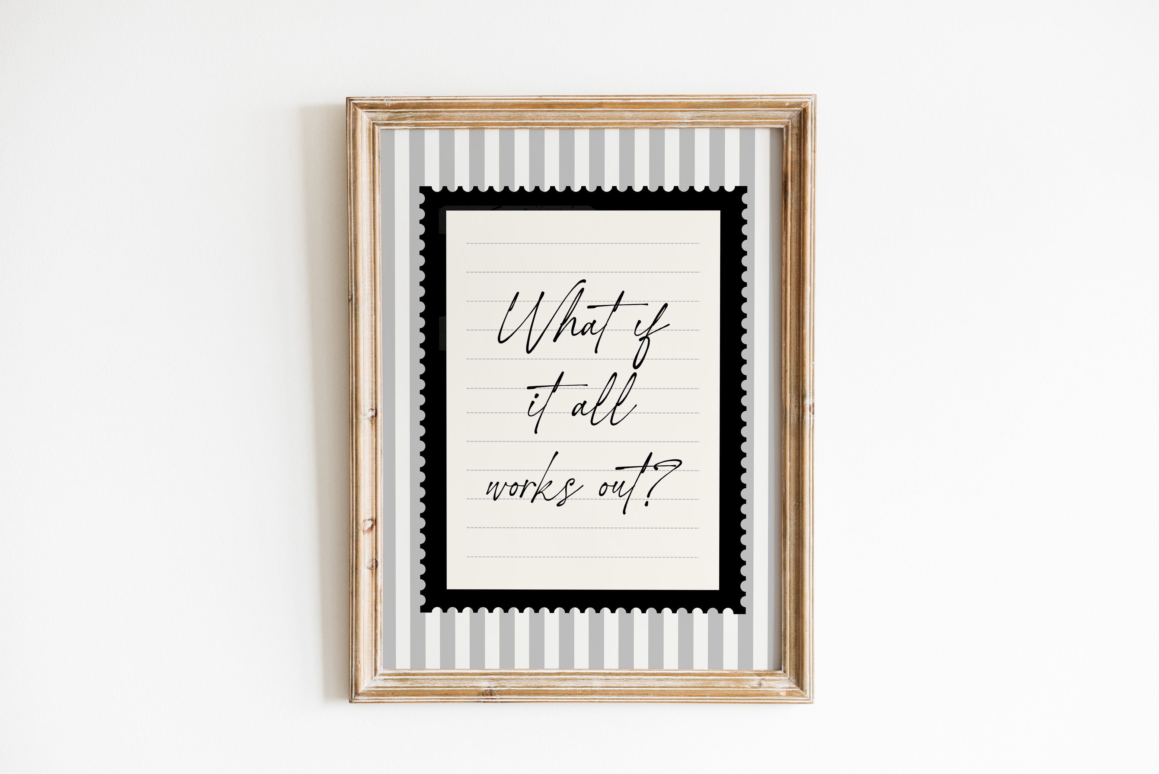 What ıf it all works out positive striped wall art Black and White Vintage Art Print