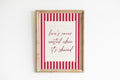 love's never wasted when its shared striped wall art Pink Vintage Art Print