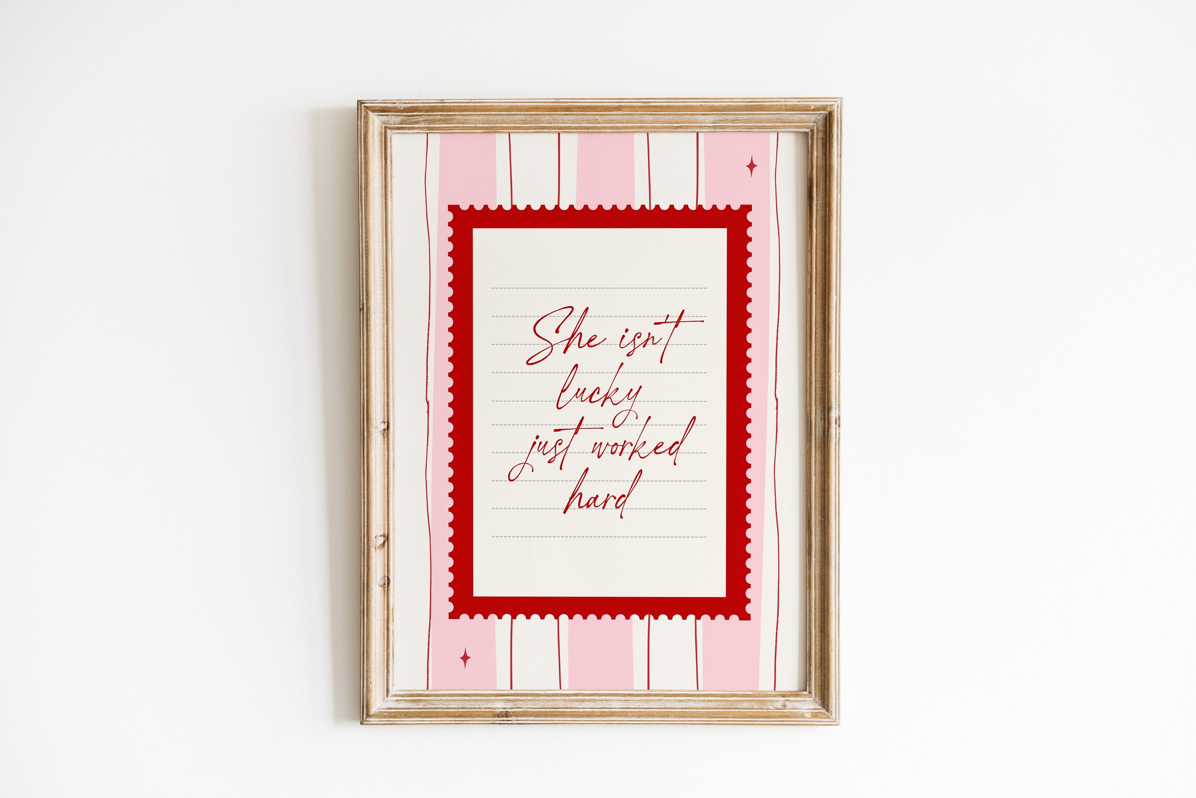 She isn't lucky just worked hard Pink Vintage Art Print