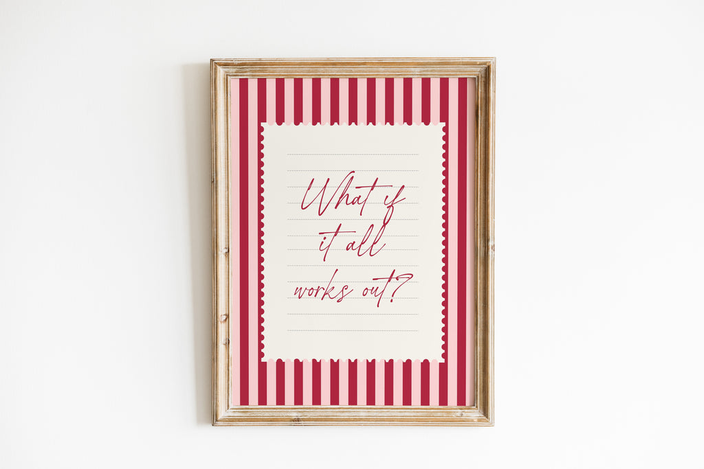 What ıf it all works out positive striped wall art Pink Vintage Art Print