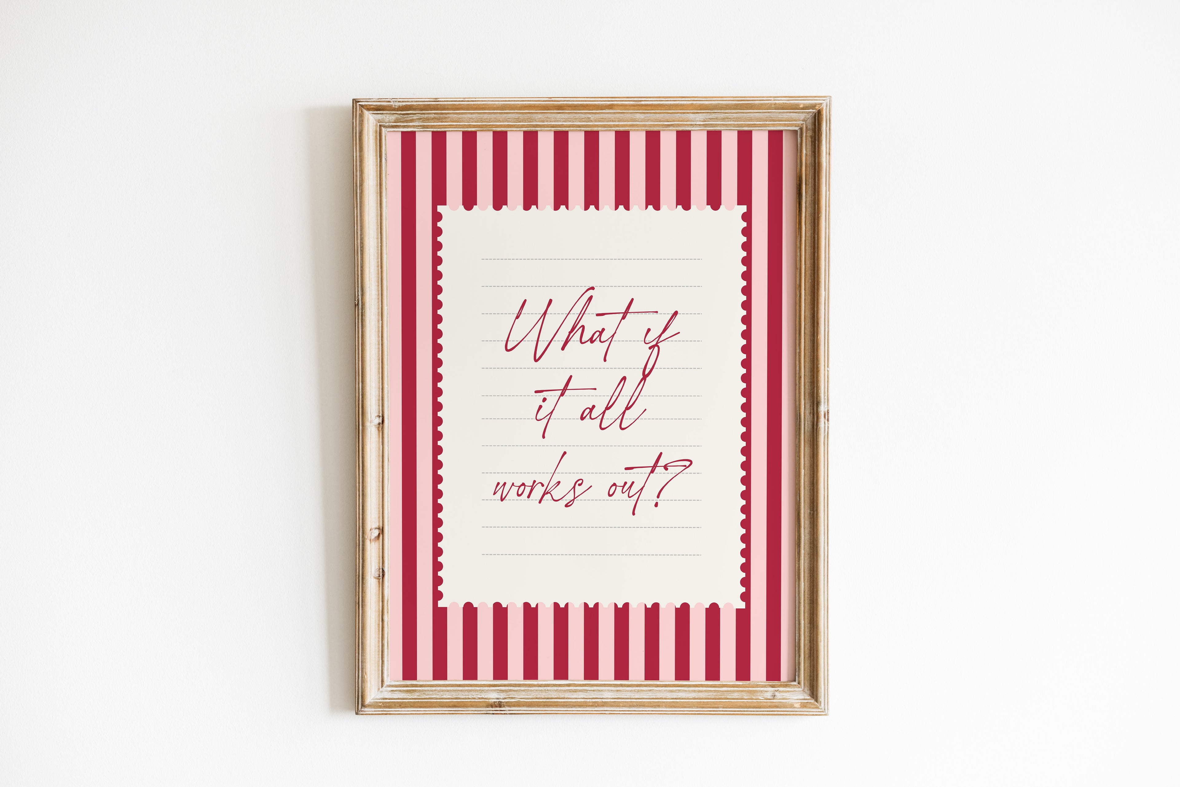 What ıf it all works out positive striped wall art Pink Vintage Art Print