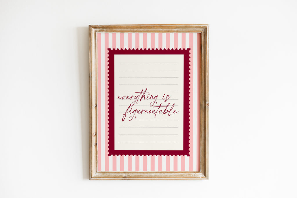 Everything is Figureoutable Pink Vintage Art Print
