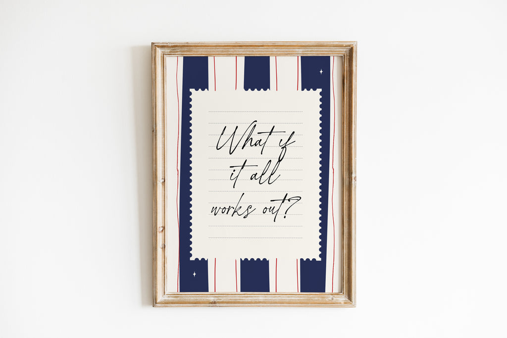 What ıf it all works out positive striped wall art Pink Vintage Art Print