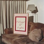 It's not perfect pink striped wall art Pink Vintage Art Print