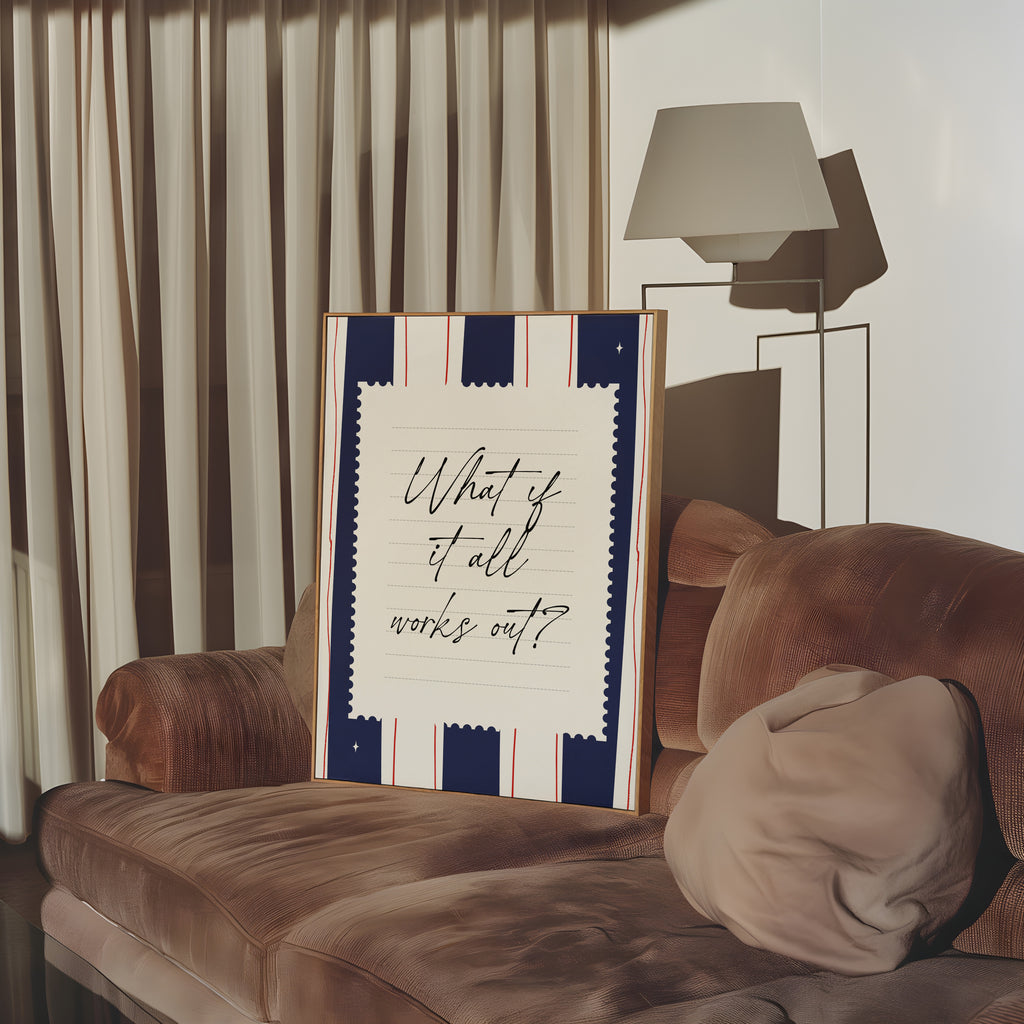 What ıf it all works out positive striped wall art Pink Vintage Art Print