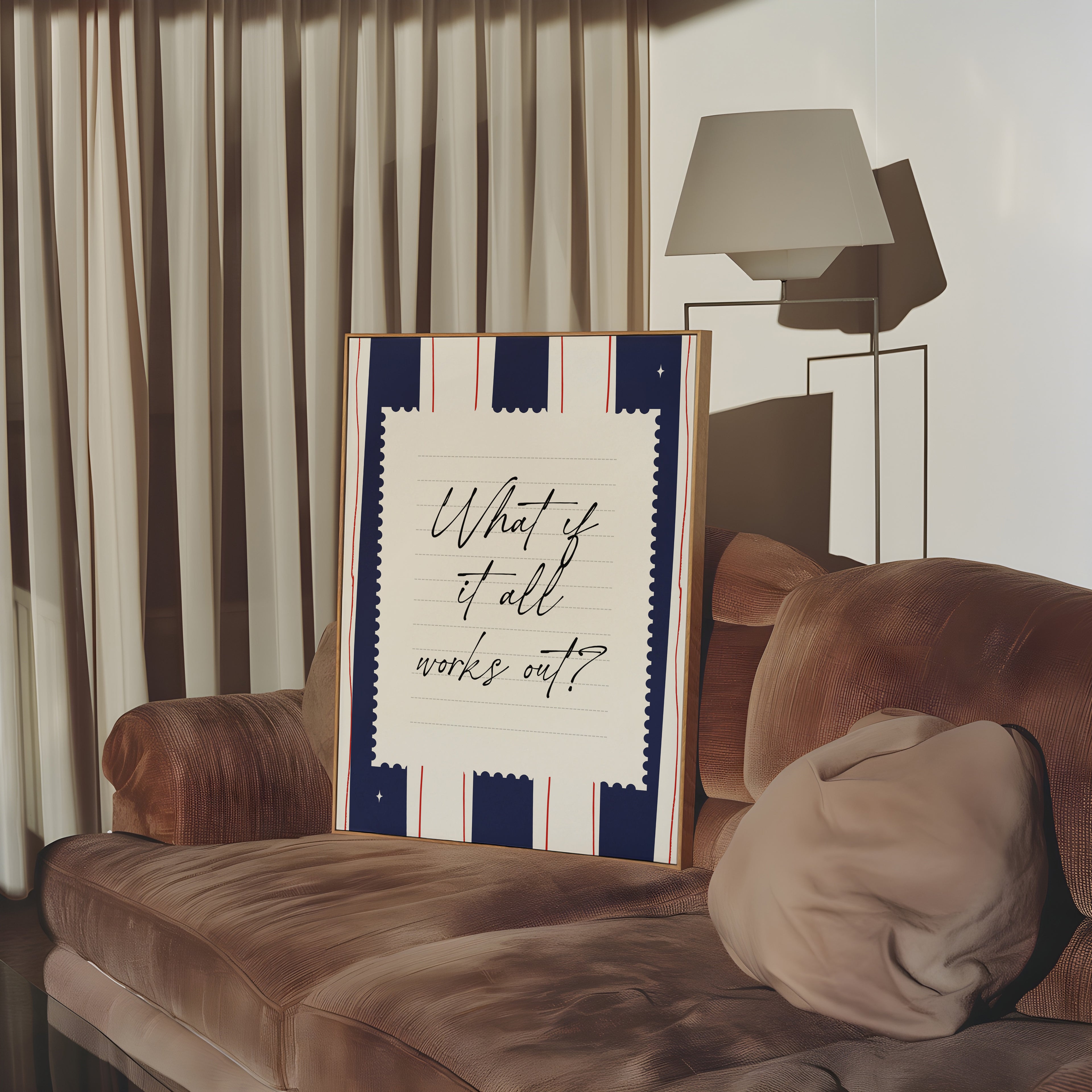 What ıf it all works out positive striped wall art Pink Vintage Art Print
