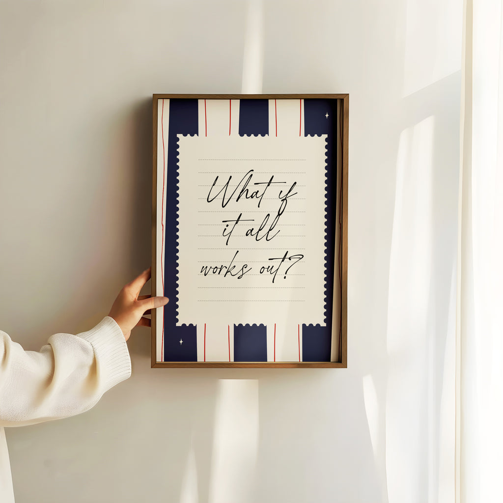 What ıf it all works out positive striped wall art Pink Vintage Art Print