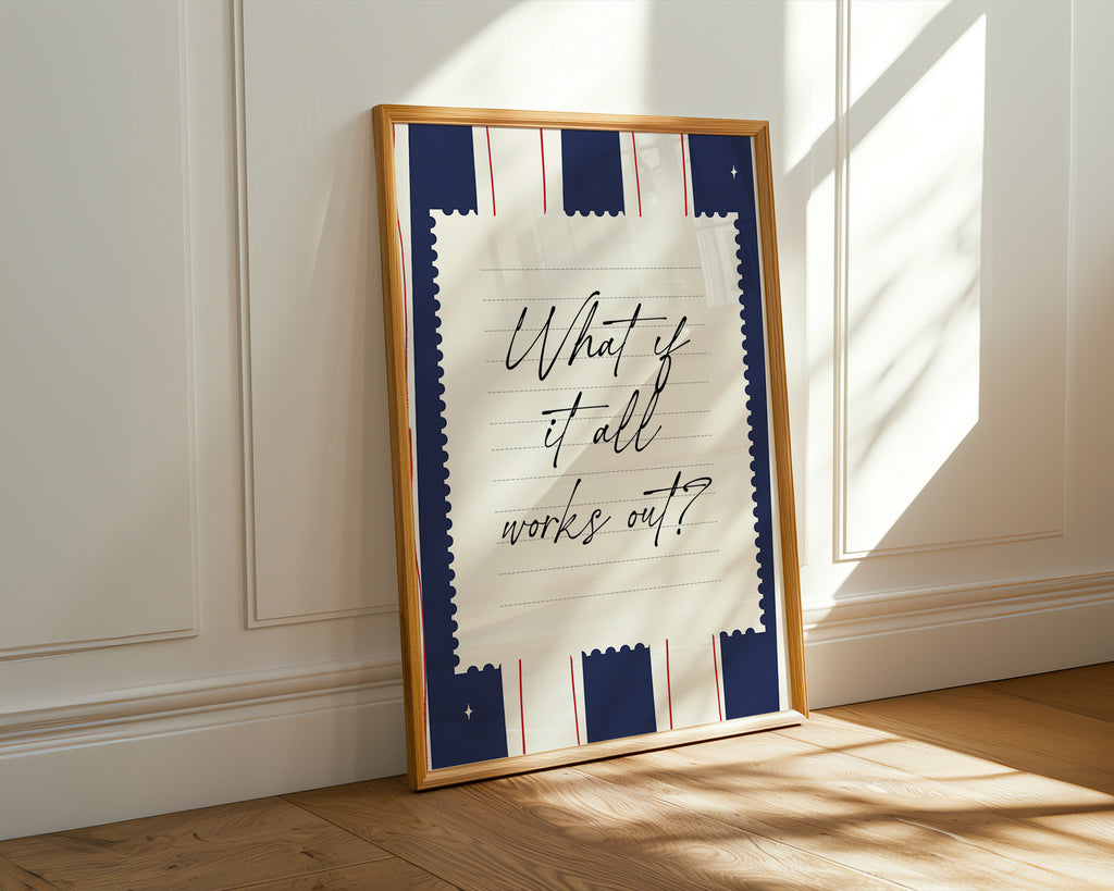 What ıf it all works out positive striped wall art Pink Vintage Art Print