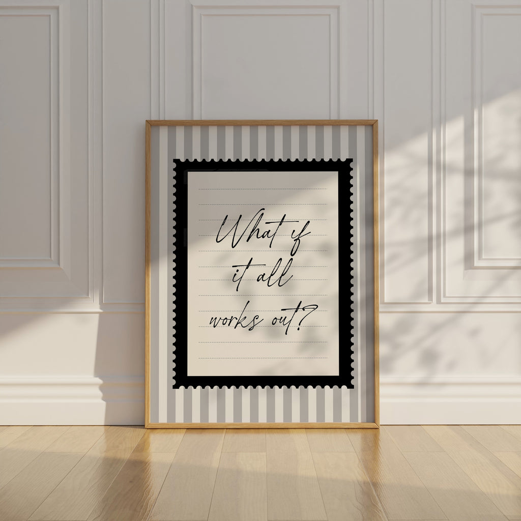 What ıf it all works out positive striped wall art Black and White Vintage Art Print