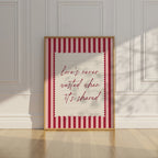 love's never wasted when its shared striped wall art Pink Vintage Art Print