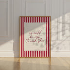 We could be nice to each other striped wall art Pink Vintage Art Print