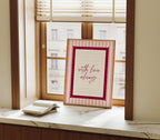 With love always pink striped wall art Pink Vintage Art Print