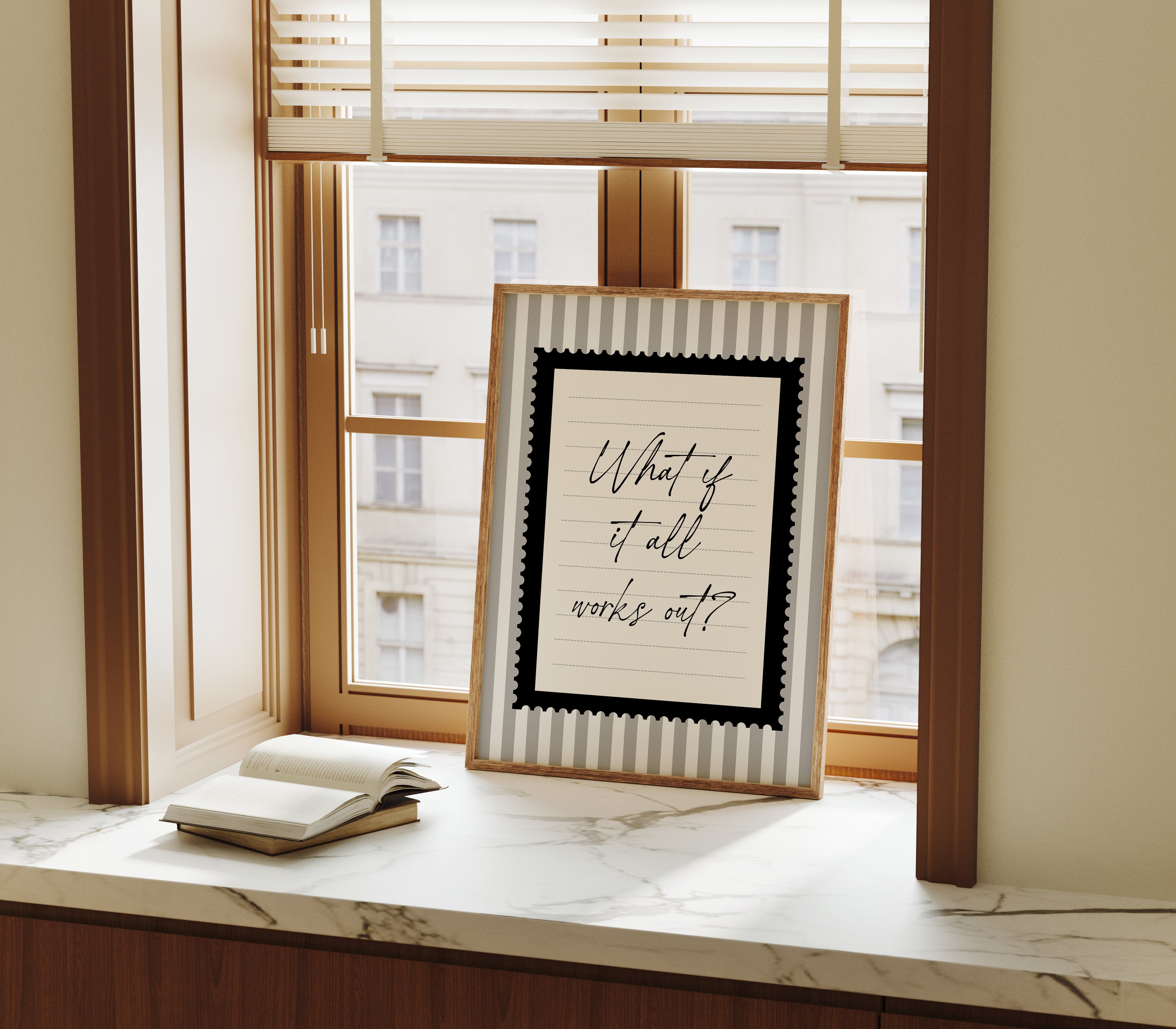 What ıf it all works out positive striped wall art Black and White Vintage Art Print