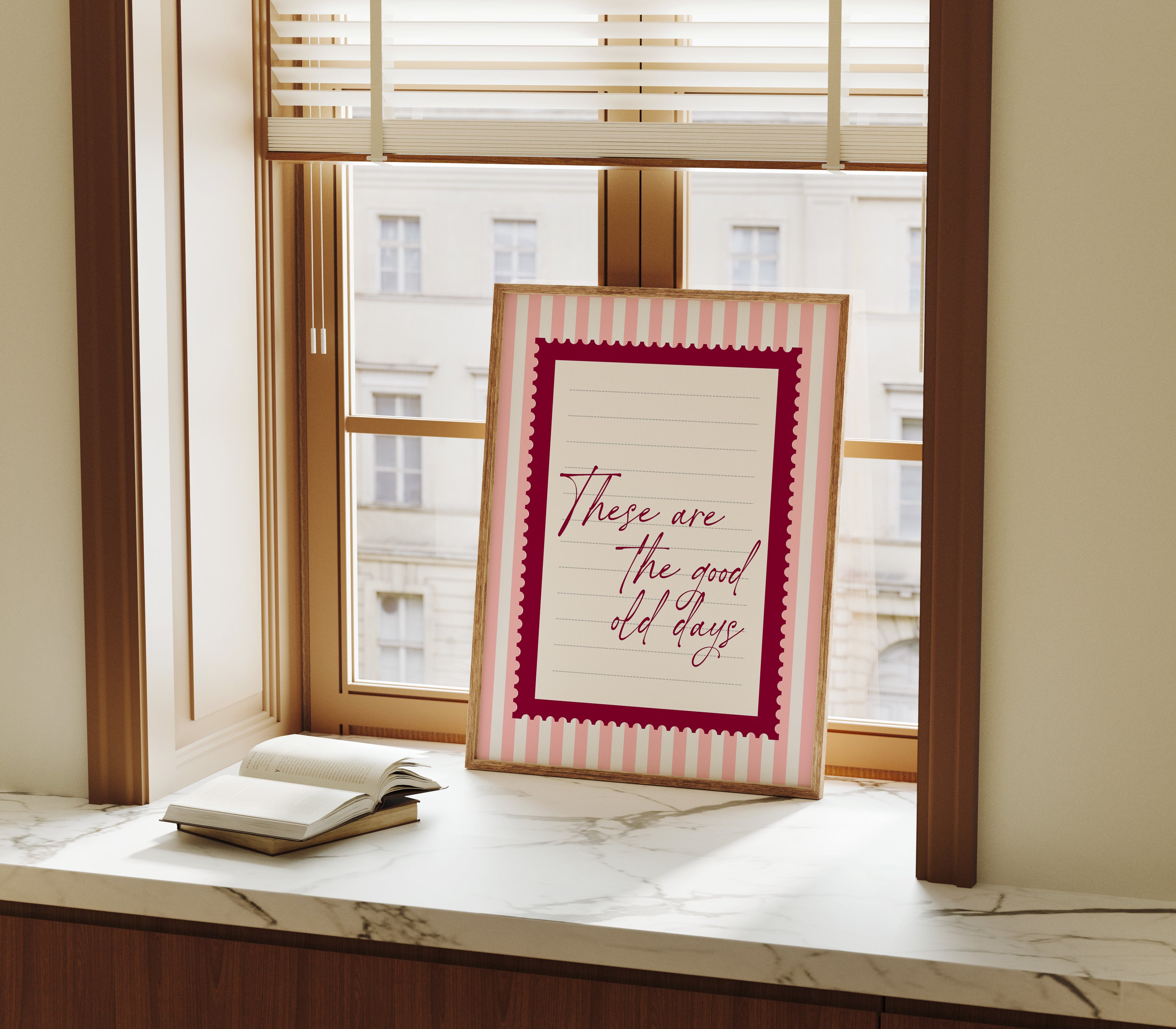 These are the good old days wall art Pink Vintage Art Print