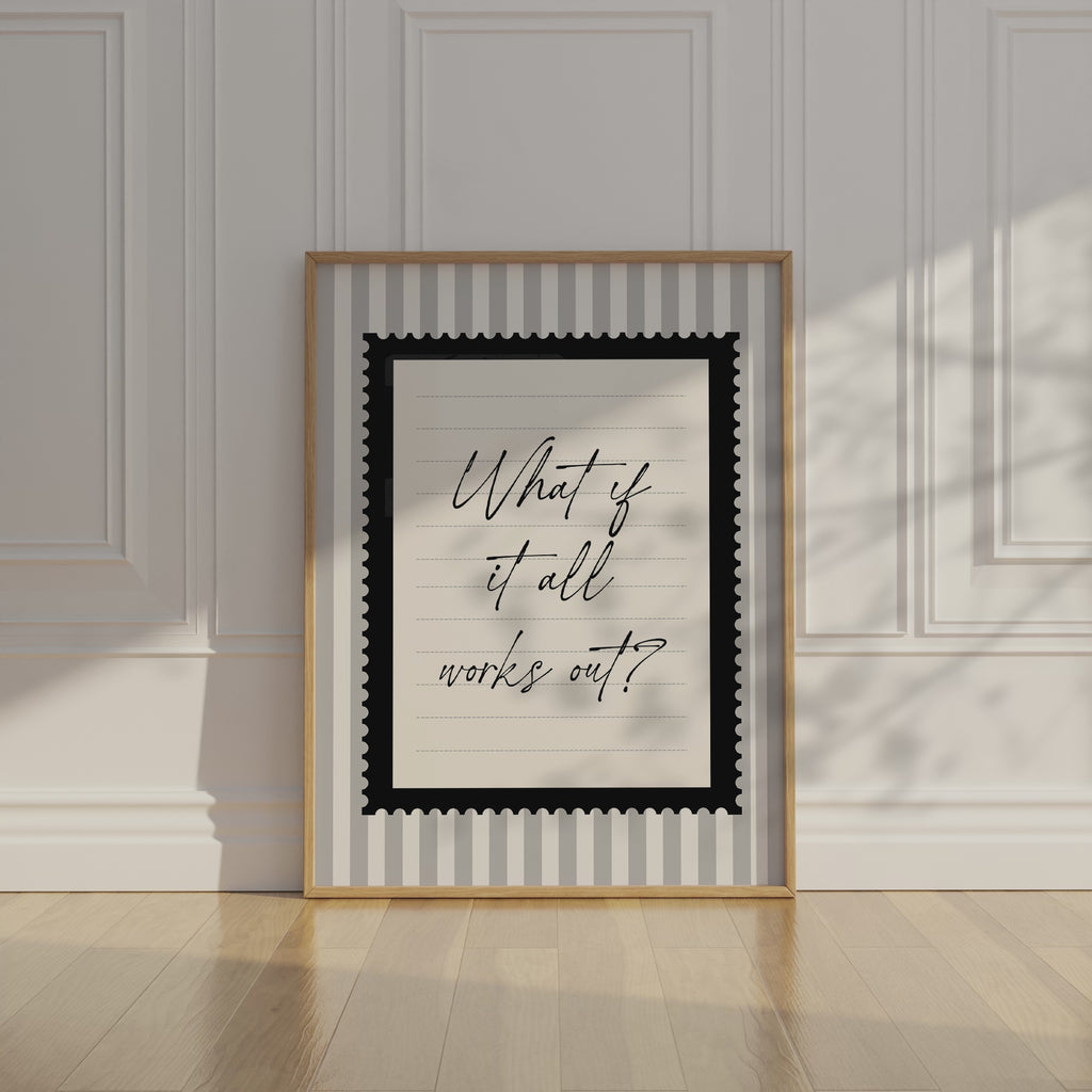 What ıf it all works out positive striped wall art Black and White Vintage Art Print