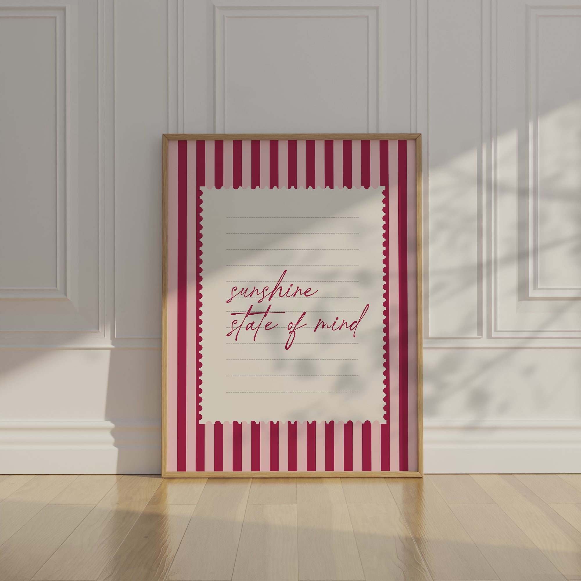 Sunshine state of mind striped wall art Pink Vintage Art Print